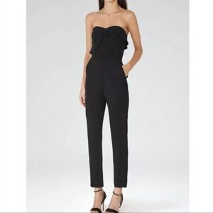 Reiss Women's Vintage Style 1971 Cruz Black Strapless Ankle Length Jumpsuit 10